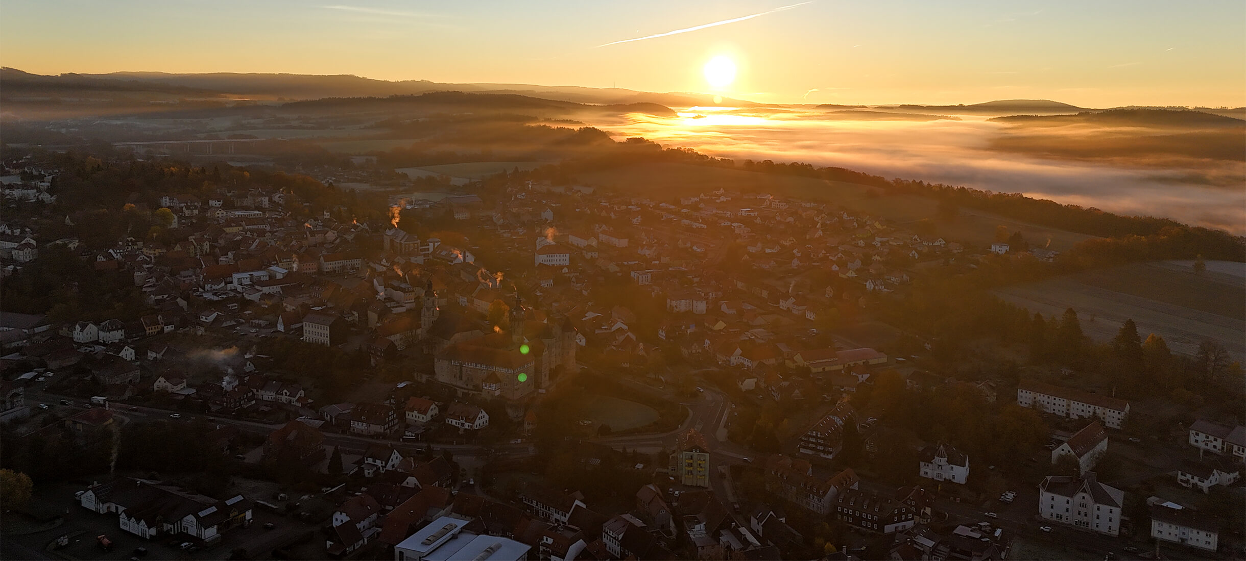 schleusingen luftbild abends